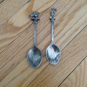 Vintage Souvenir Spoons Kentucky Derby and Scone Palace Castle Figural WAPW